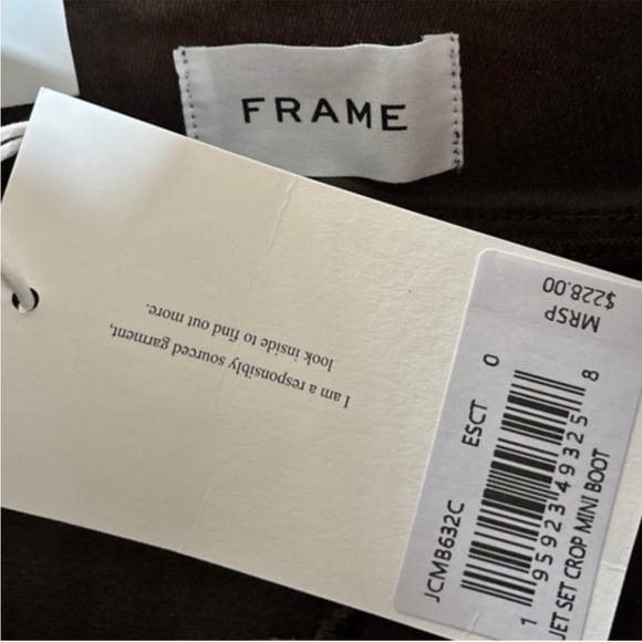 NWT Frame Jet Set Mini Boot Chocolate Cropped Pants Size 0 - Picture 10 of 14